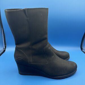 UGG Black Wedge Winter Boots